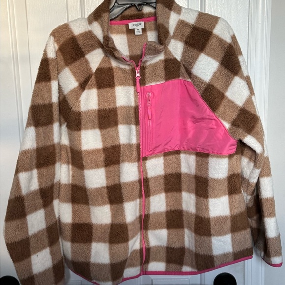 J. Crew Jackets & Blazers - J. Crew womens Checkered full - zip Jacket with Pink Trim